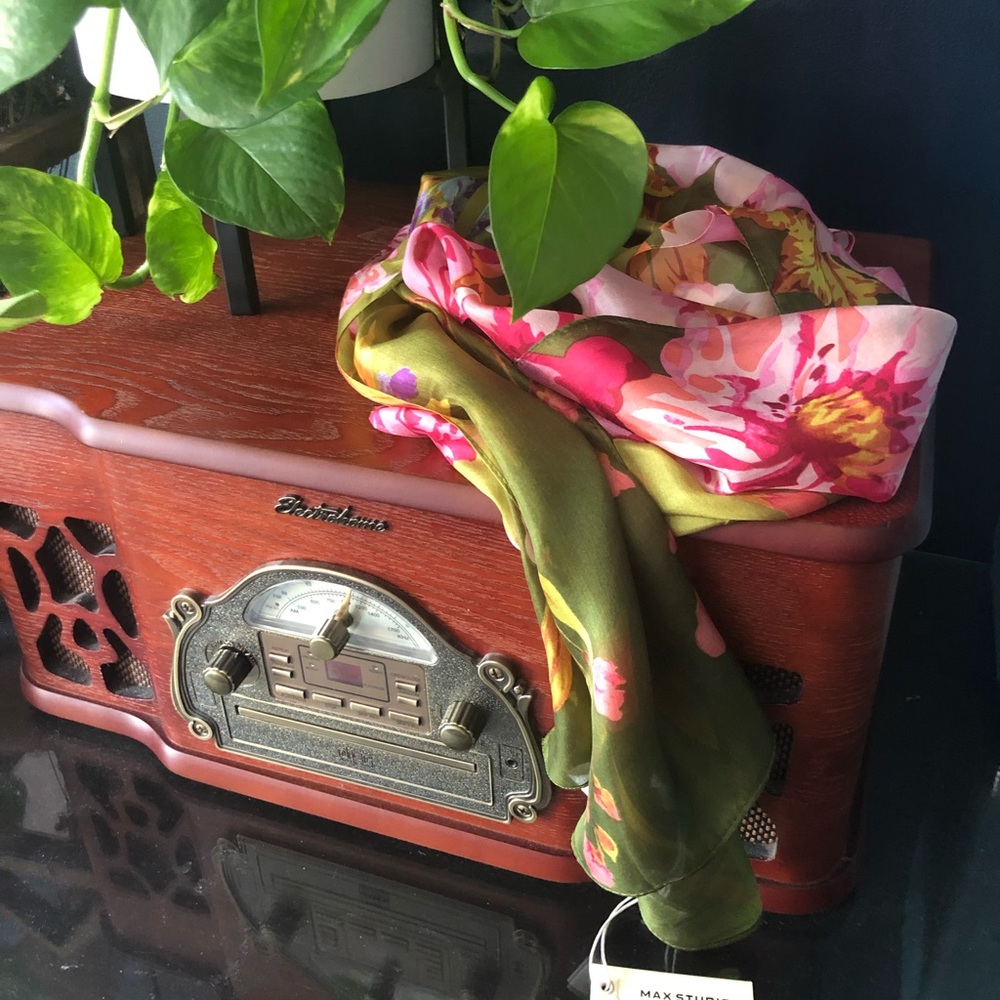 Max Studio 100% Silk Floral Scarf